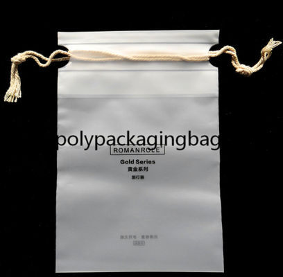 RoHS Gravure Printing Frosted Poly Drawstring Bags Double Draw String Travelling Pouchess