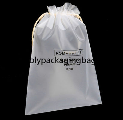 RoHS Gravure Printing Frosted Poly Drawstring Bags Double Draw String Travelling Pouchess