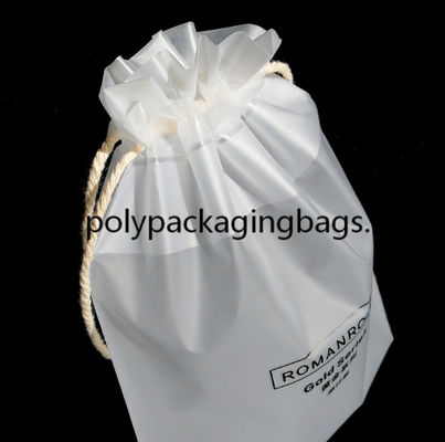 RoHS Gravure Printing Frosted Poly Drawstring Bags Double Draw String Travelling Pouchess