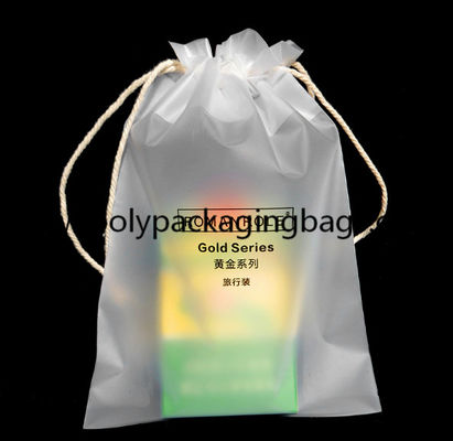 RoHS Gravure Printing Frosted Poly Drawstring Bags Double Draw String Travelling Pouchess