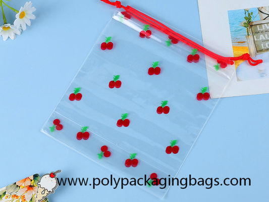 0.06mm Printed Transparent PE  Drawstring Storage Bag