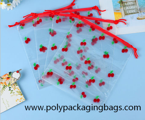 0.06mm Printed Transparent PE  Drawstring Storage Bag