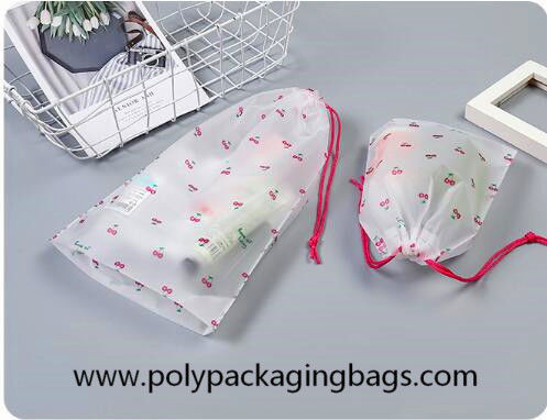 0.06mm Printed Transparent PE  Drawstring Storage Bag