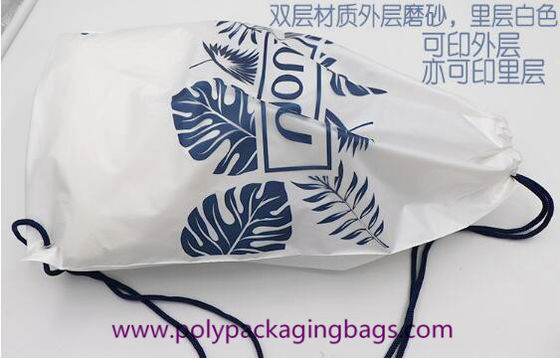 Frosted CPE 0.07mm Drawstring Backpack Bags For Gift Storage Custom Printing Drawstring Pouches