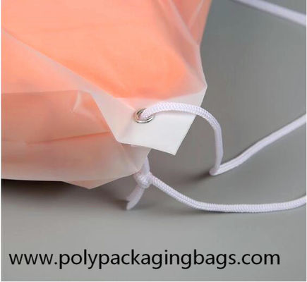 0.07mm Frosted CPE Drawstring Backpack Bags For Hiking Travel Drawstring Bag Transparent Drawstring Pouch