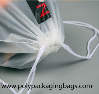 0.07mm Frosted CPE Drawstring Backpack Bags For Hiking Travel Drawstring Bag Transparent Drawstring Pouch