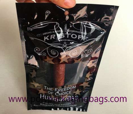 Custom Printed Moisture Humidity Proof Cigar Tobacco Packaging Bag With Zipper