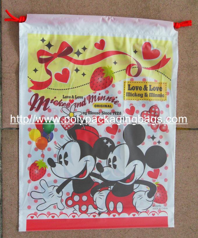 Custom Printed Drawstring Plastic Bags / Double Drawstring Bag OEM