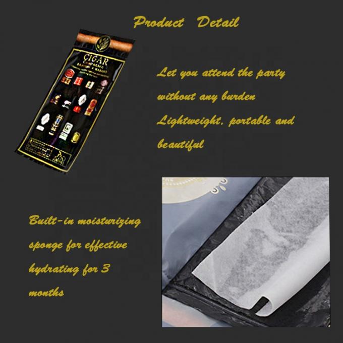 Resealable Zip Moisturizing Travel Cigar Humidor Bags Tobacco Packaging
