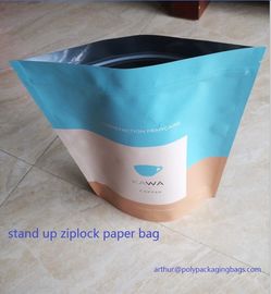 Dry Food Foil Ziplock Bags / Craft Paper Bags With Gravure Printing