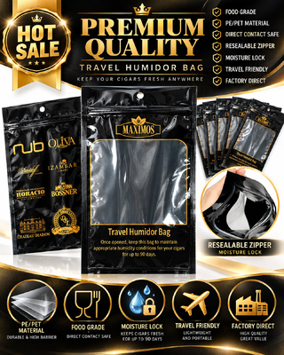Holds 5 to 20 Cigars Depending On Size Cigar Packaging Bag with Humidity Sheet Inside Offering Protection and Moisture Control