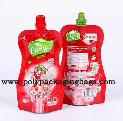 100mic Plastic Stand Up Spout Pouch For Liquid Packaging Juice Stand Up Pouch With Valve