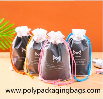 Moisture Proof Gravure Printing CPE PE Drawstring Pouch Bag Customization Logo Size Drawstring Bags